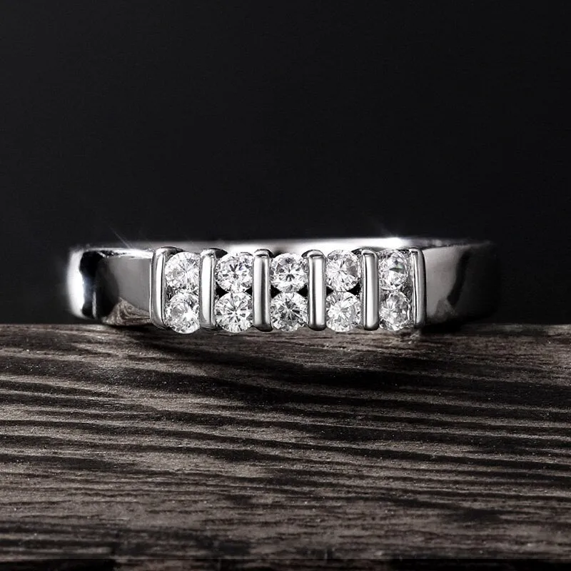 Classic White Zircon Ring Women Wedding Silver Jewelry