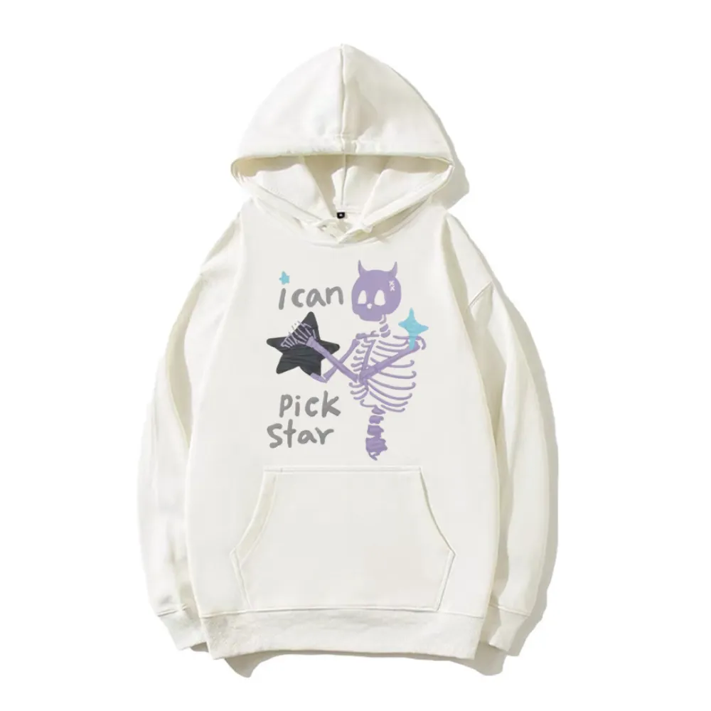 Dark Skull Star Print Hoodie