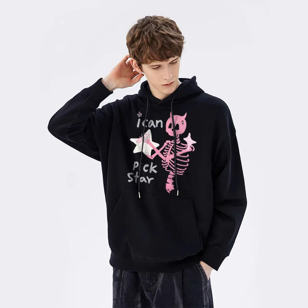 Dark Skull Star Print Hoodie
