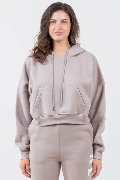 Hazel Blues® |  American Bazi Letter Graphic Long Sleeve Drawstring Cropped Hoodie