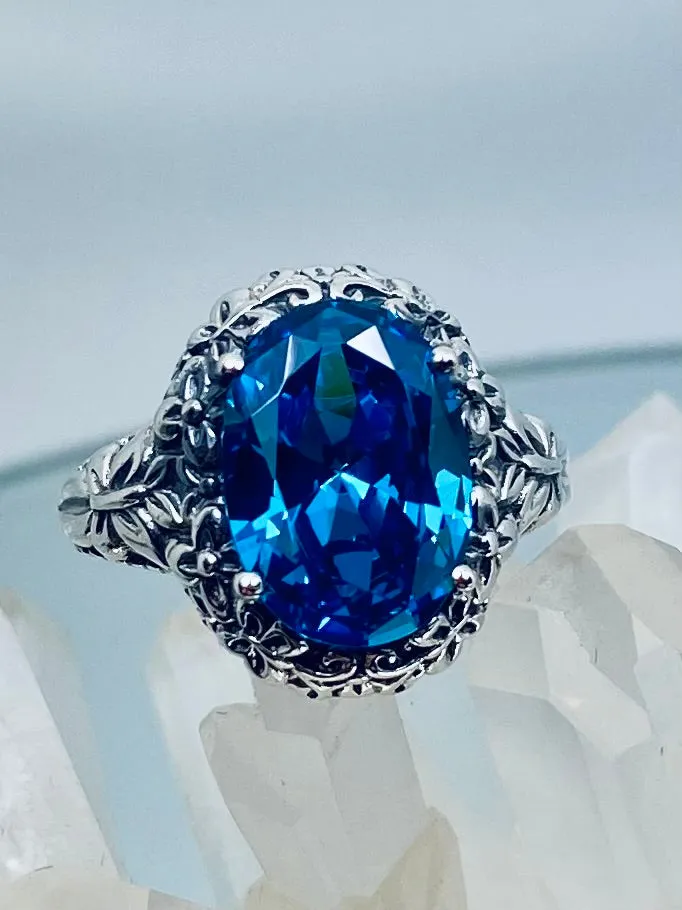 Sky Blue Butterfly Ring, Natural or Simulated Oval Gemstone, Art Nouveau Vintage Ring, D79